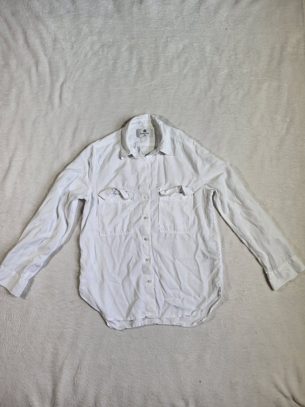 Aritzia Babaton White Oversize Soft Tencel Button Down Archive Shirt Top XS